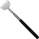 Zilotyshopping Black Stainless Steel Back Scratcher – Extendable Telescopic Itch Relief Tool | Durable, Portable & Comfortable Grip