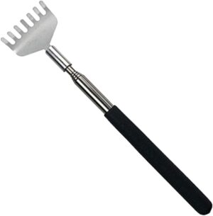 Zilotyshopping Black Stainless Steel Back Scratcher – Extendable Telescopic Itch Relief Tool | Durable, Portable & Comfortable Grip