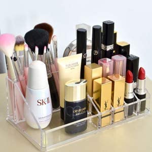 Zilotyshopping 16 Grid Acrylic Lipstick Holder – Transparent Makeup Organizer Stand for Lipsticks, Lip Gloss, Brushes & Cosmetics