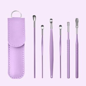 Zilotyshopping 6 Pc Ear Cleaning Tools Set – Stainless Steel Ear Pick Kit for Safe Earwax Removal | Reusable, Durable & Easy Grip Design