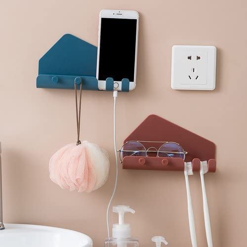 Zilotyshopping 4 Hook Mobile Charging Stand – Wall Mounted Phone Holder with Hooks for Charging & Storage | Space Saving, Durable & Easy Install - Image 4