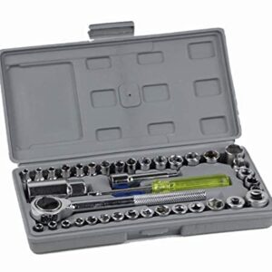 Zilotyshopping 40-Piece Socket Tool Kit with Ratchet & Accessories – Complete SAE & Metric Socket Wrench Set