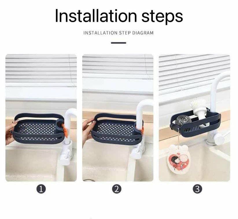 Zilotyshopping Plastic Faucet Drain Basket – Hanging Sink Strainer Organizer for Sponge, Soap & Kitchen Accessories | Quick Drain Design - Image 3