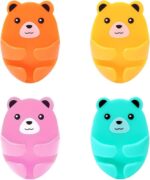 Zilotyshopping 4 Pcs Bear Shaped Plug Holder | Cute Wall Mounted Cable & Charger Organizer | Multi-Purpose Adhesive Plug Holder for Home & Office