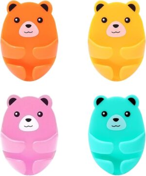 Zilotyshopping 4 Pcs Bear Shaped Plug Holder | Cute Wall Mounted Cable & Charger Organizer | Multi-Purpose Adhesive Plug Holder for Home & Office