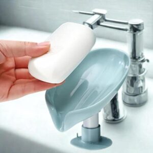 Zilotyshopping Leaf Shape Soap Holder – Self Draining Soap Dish with Suction Base | Stylish Bathroom Soap Stand | Quick Dry Soap Tray