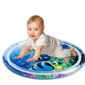Zilotyshopping Round Baby Water Play Mat – Inflatable Tummy Time Activity Mat for Infants | Leakproof, Soft & Sensory Development Toy