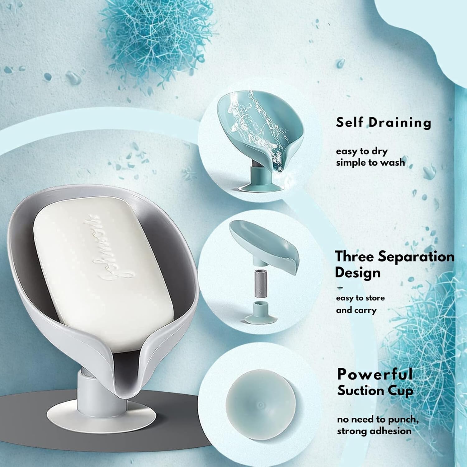 Zilotyshopping Leaf Shape Soap Holder – Self Draining Soap Dish with Suction Base | Stylish Bathroom Soap Stand | Quick Dry Soap Tray - Image 7
