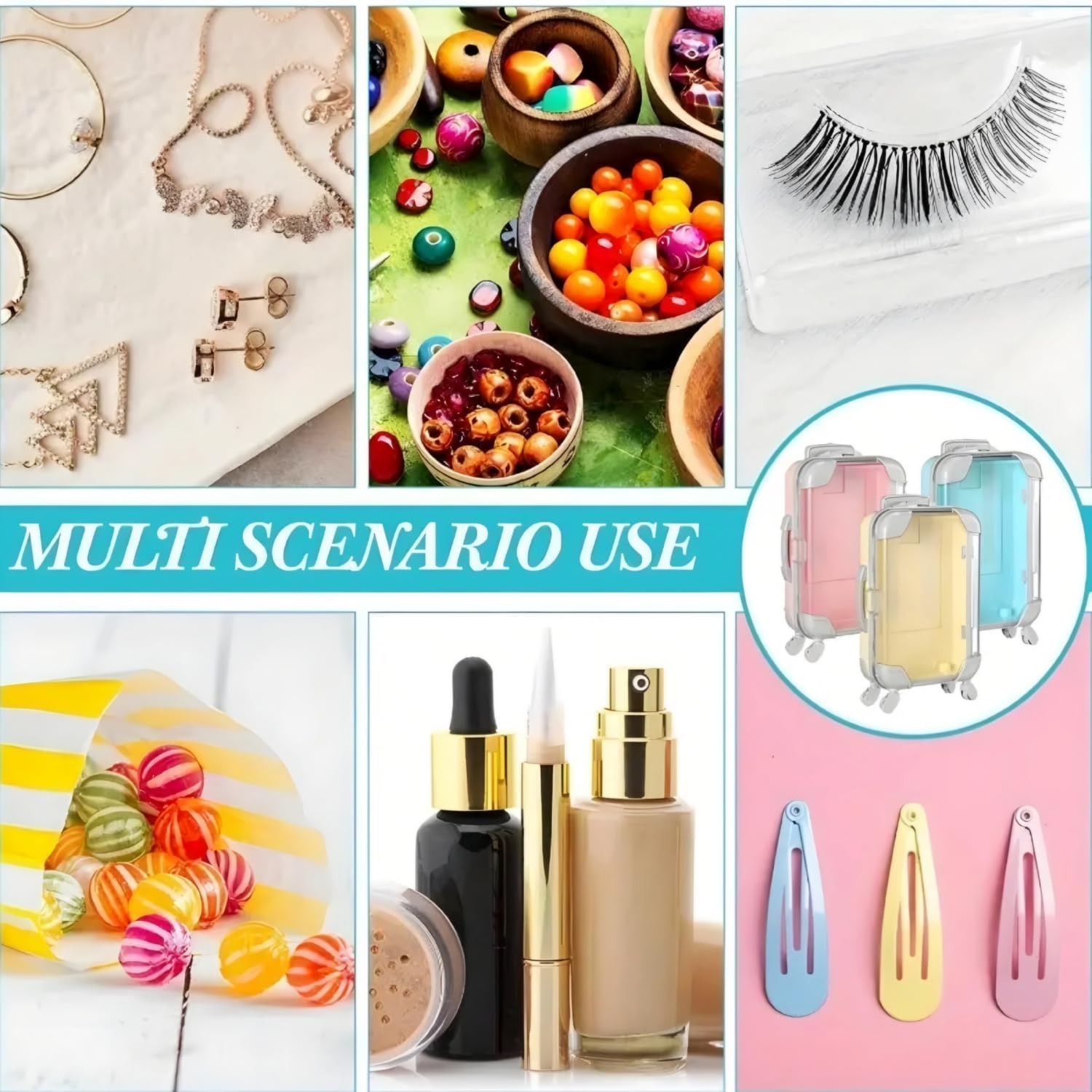 Zilotyshopping Mini Suitcase Storage Box – Travel-Style Multipurpose Gift Case for Candy, Jewelry, Lashes & Party Favors | Multicolor (Pack of 1) - Image 6