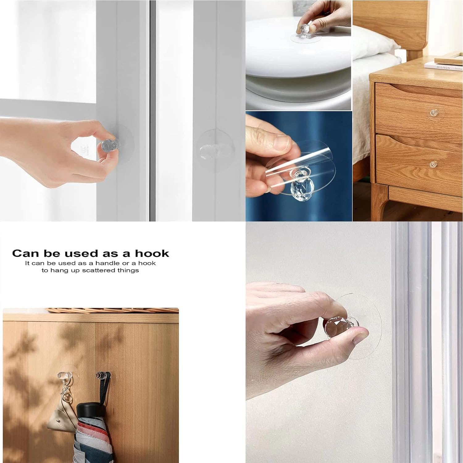 Zilotyshopping 10 Pcs Diamond Suction Hooks – Transparent Strong Hold Wall Suction Hooks for Bathroom, Kitchen & Home | Reusable, Waterproof & Easy Install - Image 9