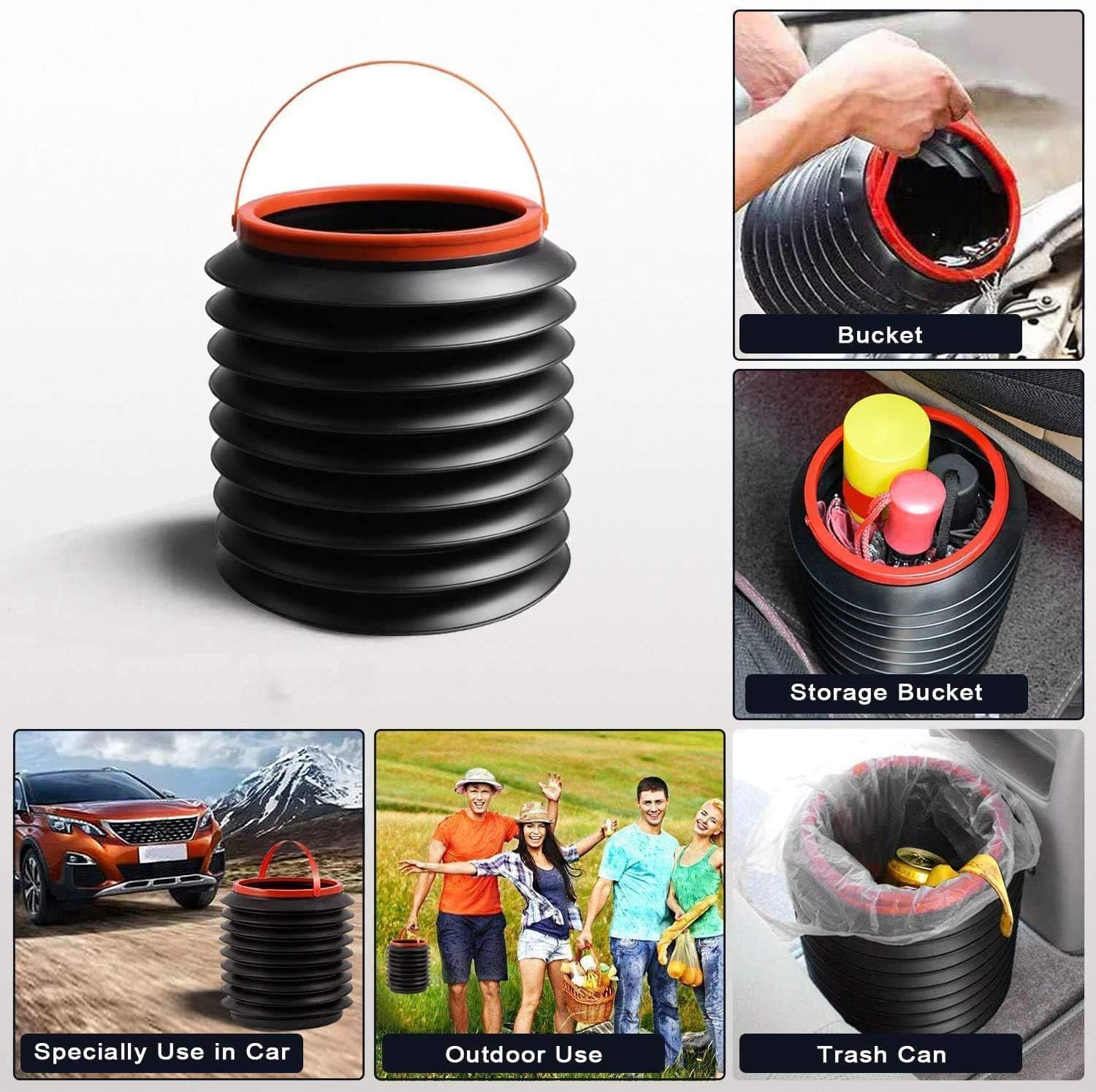 Zilotyshopping Folding Dustbin Storage Trash Bin – Collapsible Hanging Garbage Bin for Kitchen, Car & Cabinet | Space Saving, Durable & Easy to Use - Image 6