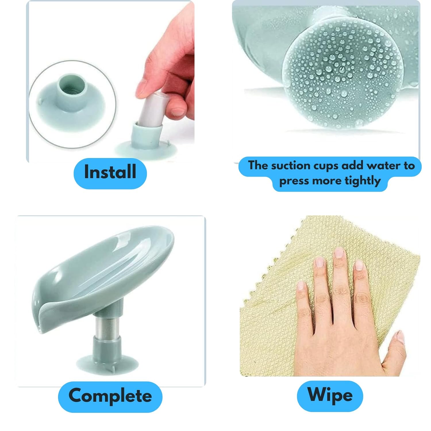 Zilotyshopping Leaf Shape Soap Holder – Self Draining Soap Dish with Suction Base | Stylish Bathroom Soap Stand | Quick Dry Soap Tray - Image 5